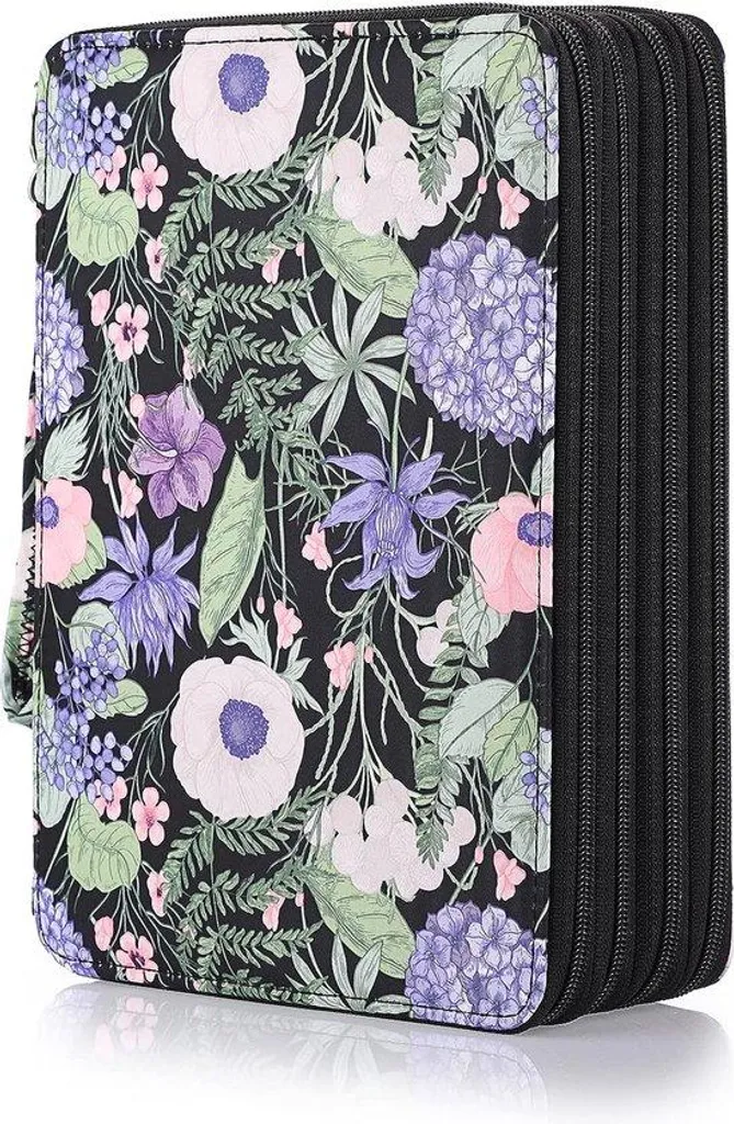 Trousse Scolaire/Bureau Grande Capacité 200 Stylos Noir Bandoulière