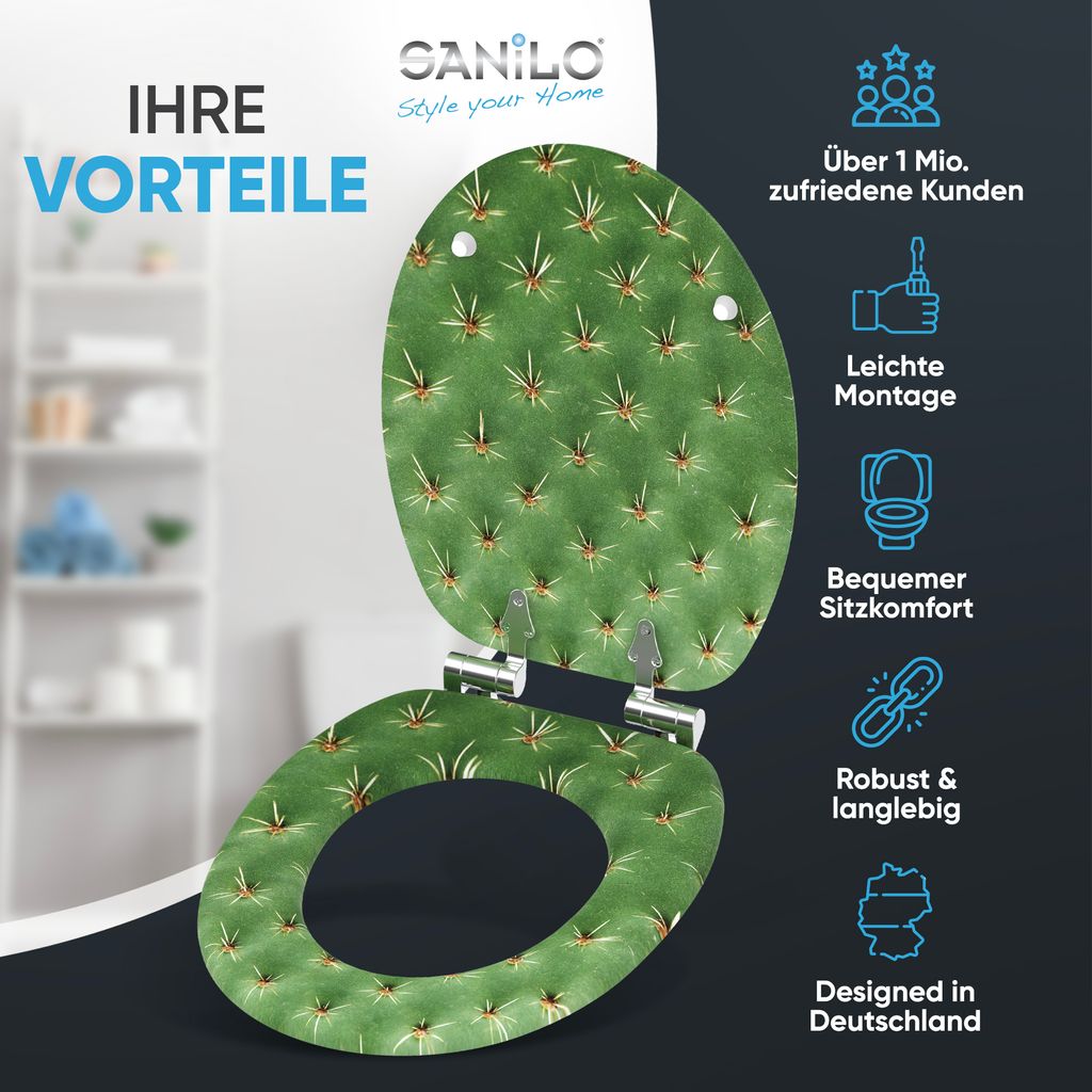Absenkautomatik SANILO® mit WC-Sitz Kaktus