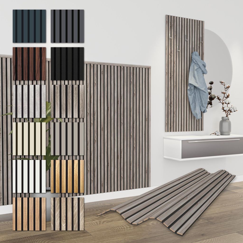 HEXIM Akustikpaneele 12 Stück 138,5x60cm Holz Comfort - flexible Holzpaneele Platten Lamellenwand Holz MDF Wandpaneele Lamellenverkleidung Wandver...