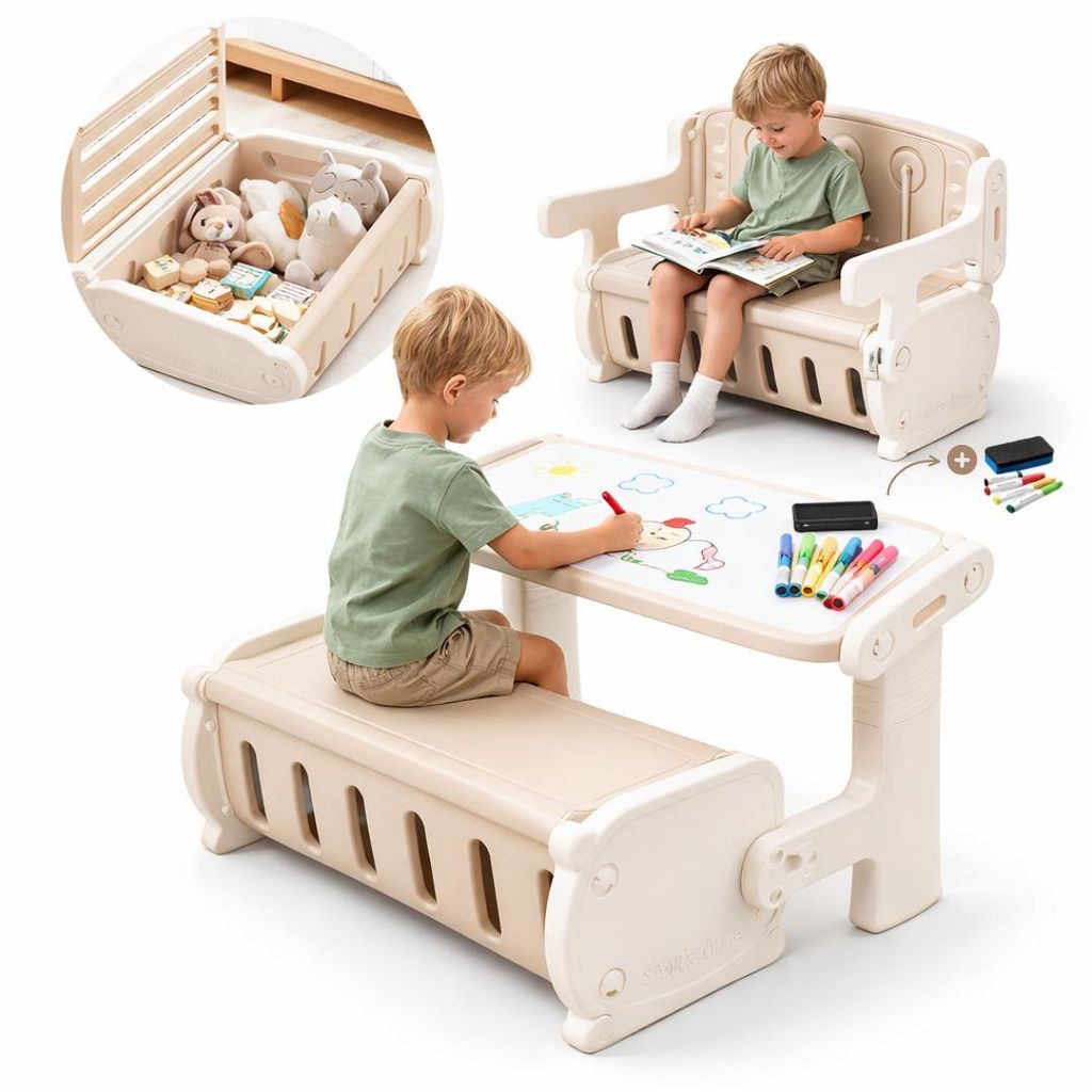 Zonovi Kinderschreibtisch 3-in-1 – Kindertisch mit Stühlen Produktbild 