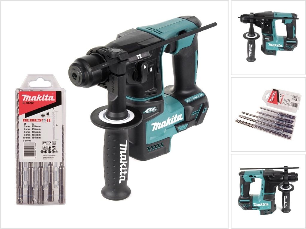 Makita DHR 171 Z Akku Bohrhammer 18 V 1,2 J SDS plus Brushless + 5 tlg. Bohrer Set - ohne Akku, ohne Ladegerät