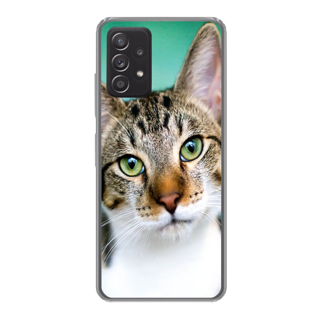 MuchoWow Handyhülle Schutzhülle Hülle für Samsung Galaxy A53 5G Katze - Porträt - Augen Silikon Softcase Handy Hülle - Schutzabdeckung