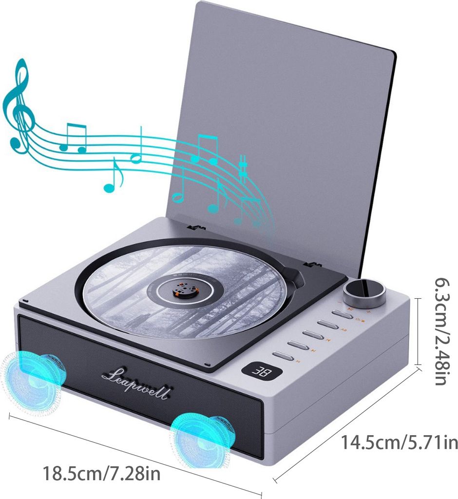 Przenośny odtwarzacz CD z głośnikami, ładowalny odtwarzacz Zdjęcie produktu 8