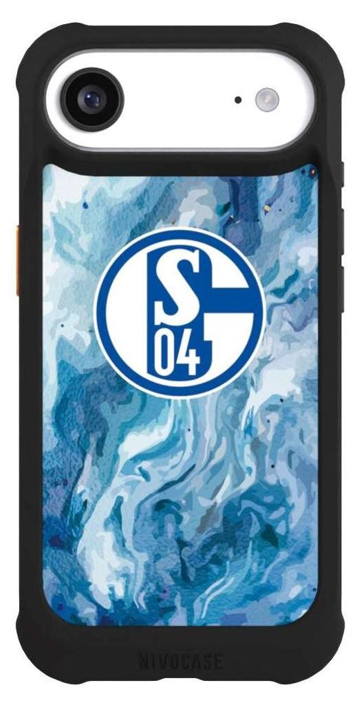NIVOCASE Hülle für Apple iPhone Air Stoßfeste Handyhülle NIVOmax Case Schwarz FC Schalke 04 Fanartikel Logo