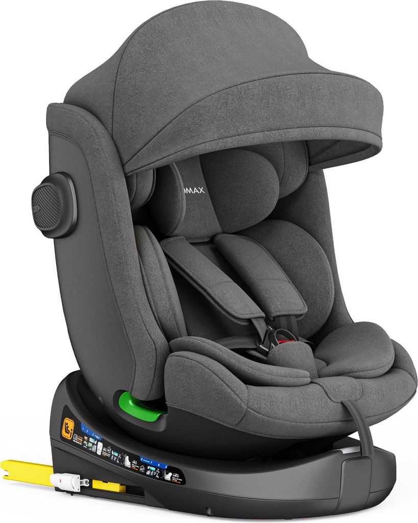 Kindersitz 360° drehbar mit Isofix, ECE R129, 0–36 kg, verstellbar, neigbar, atmungsaktiver Bezug, 5-Punkt-Gurt, Top Tether, Autokindersitz für...