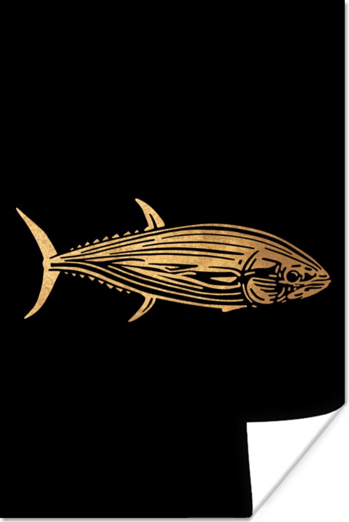 MuchoWow Poster Fisch - Design - Thunfisch - Gold 120x180 cm - Kunstposter