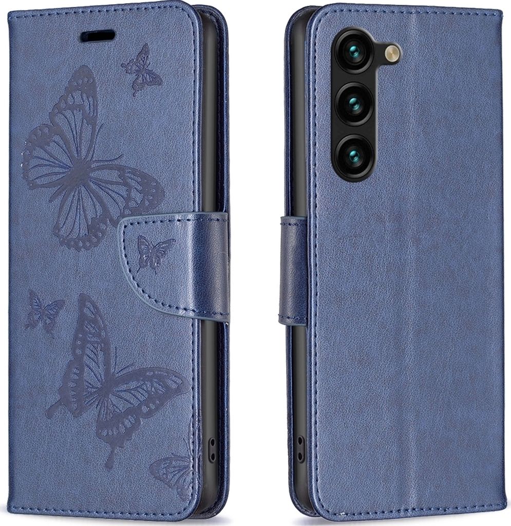 Mobigear Butterfly Samsung Galaxy S24 Plus Hülle Klapphülle Geldbörse - Blau