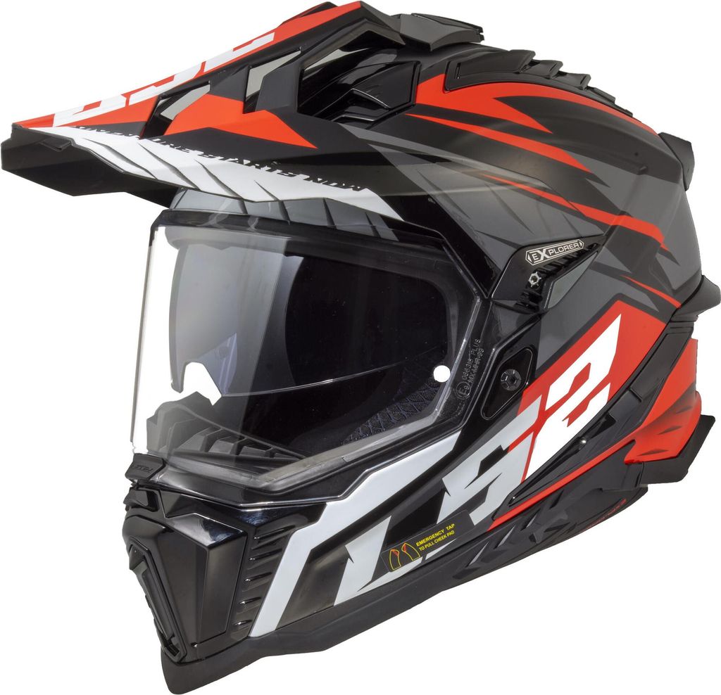 LS2 Endurohelm "MX701 Explorer Spire" 3 schwarz / grau / rot, Gr. 57 / 58 = M