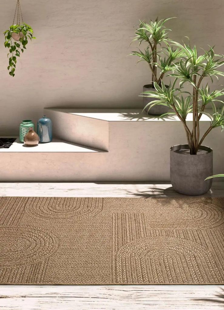 ATTICGO In- & Outdoor-Teppich ACRA Geometrisch und jute-effekt in Natürlich, 200x290 cm