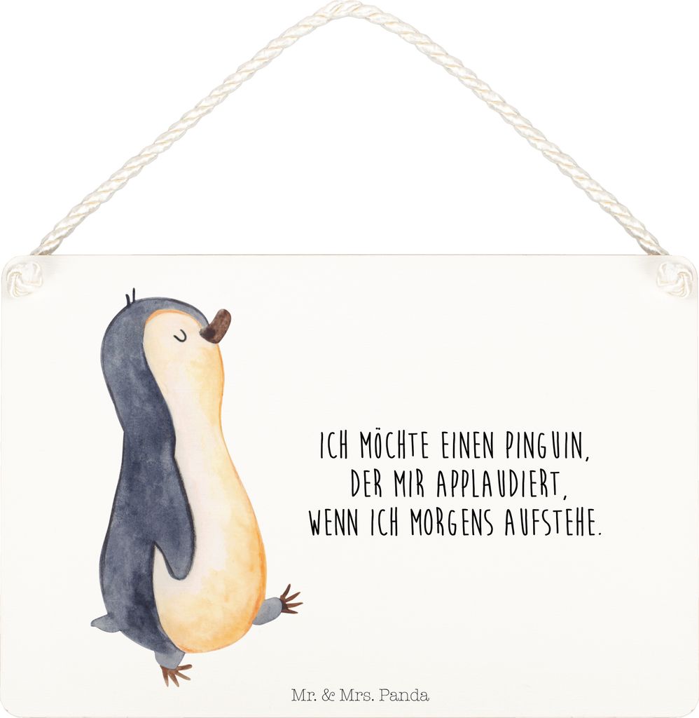 Mr. & Mrs. Panda Wandbild Holz Pinguin marschieren DIN A5 - Transparent - Geschenk, Applaus, wandtafel, Deko, Unausgeschlafen, Türschild, Familie,...