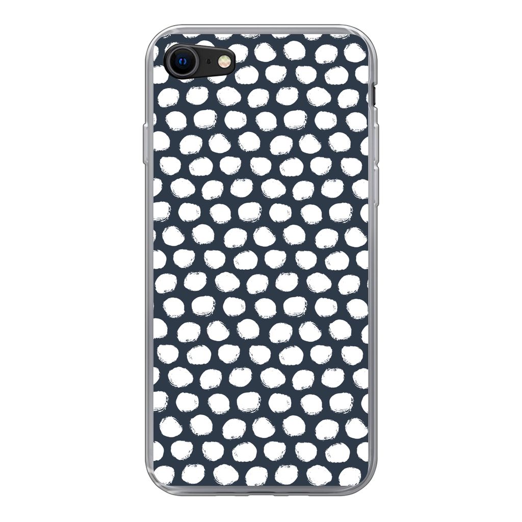 MuchoWow Handyhülle Schutzhülle Hülle für iPhone SE 2022 Tupfen - Muster - Weiß Silikon Softcase Handy Hülle - Schutzhülle