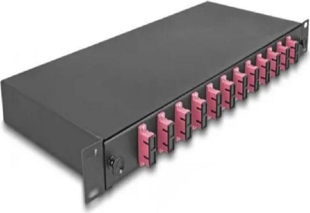 DELOCK 19" LWL Spleißbox 12x SC DX OM4 1HE spleißfer. Komp.