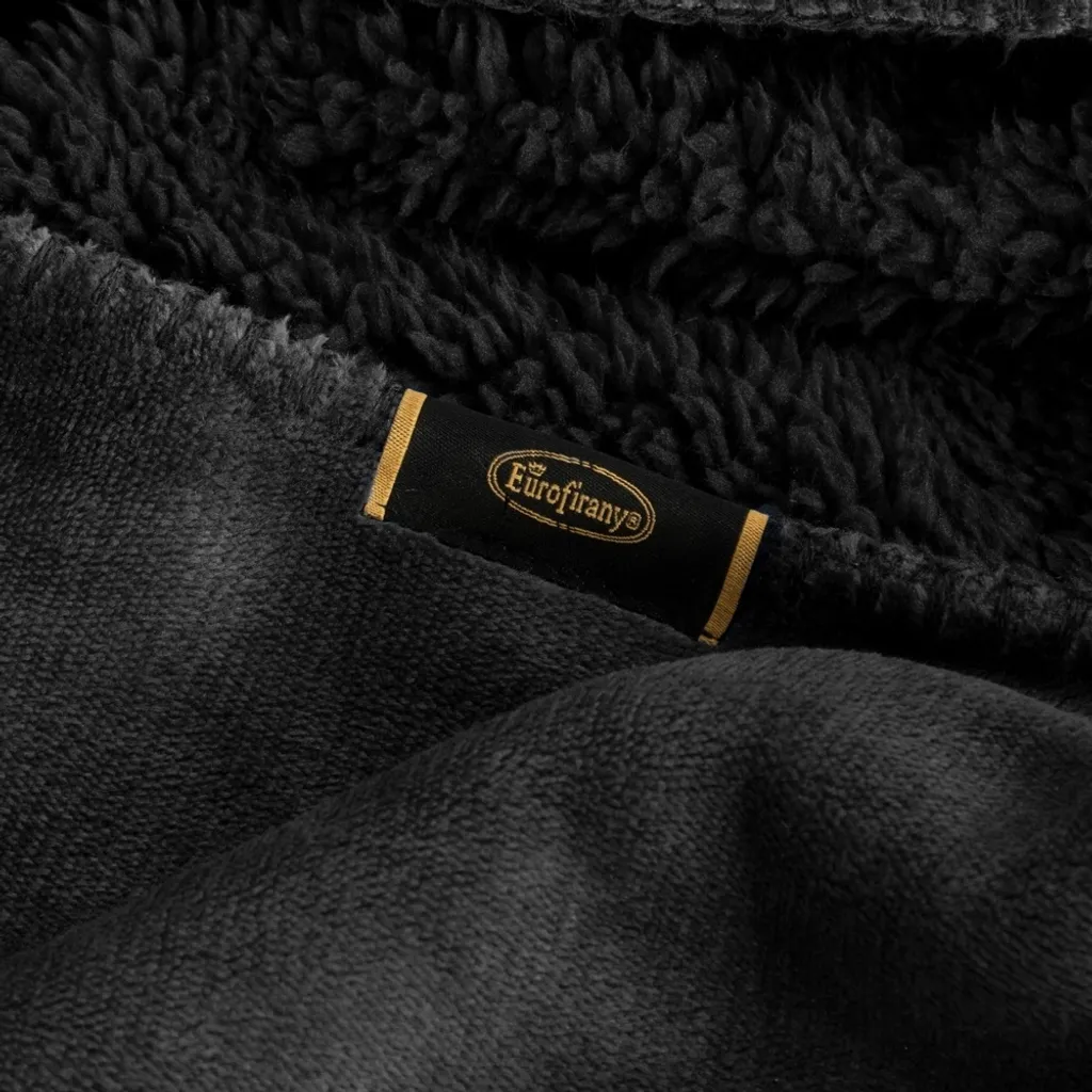 Couverture canapé TEDY noire 150x200 - Plaid texture bouclée douce - 6