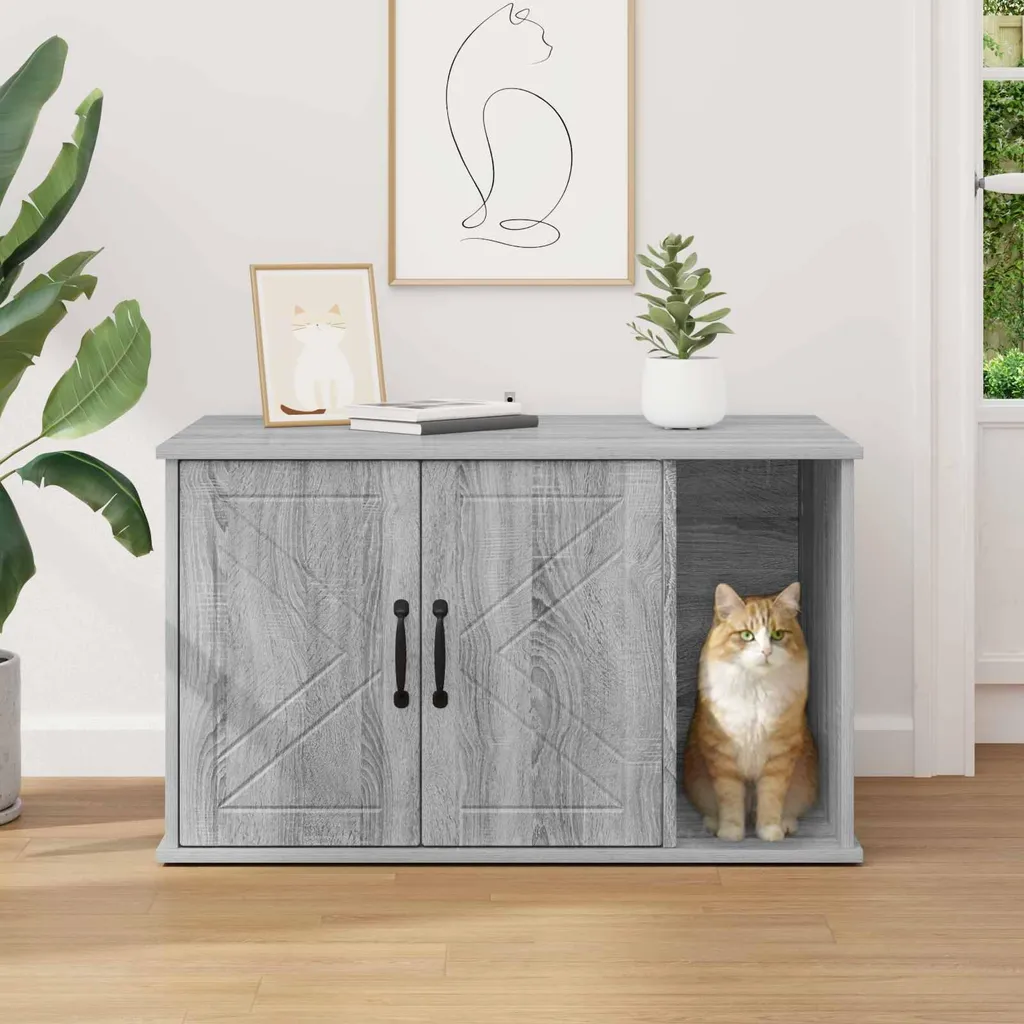 Casetta per Gatti SYFAX™ Grigio Sonoma - Mobile Cuccia in Legno Moderno - 4