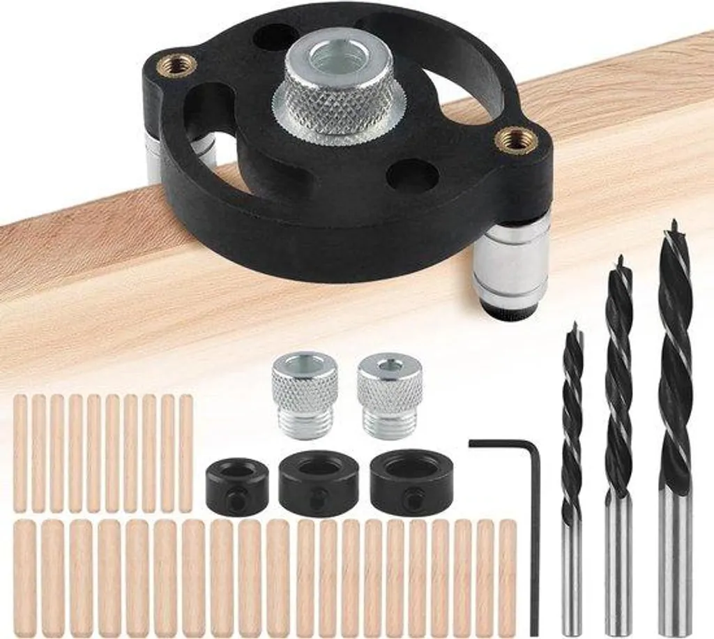 Guide de perçage bois auto-centré, kit de 41 pièces pour tourillonnage