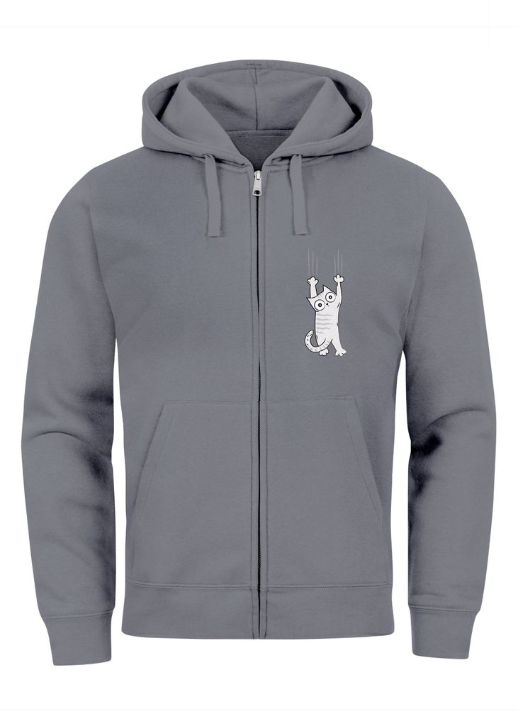 Zip Hoodie Herren Sweatjacke mit Kapuze Print Aufdruck Motiv Zipjacke Männer Fashion Streetstyle Neverless convoy grey M