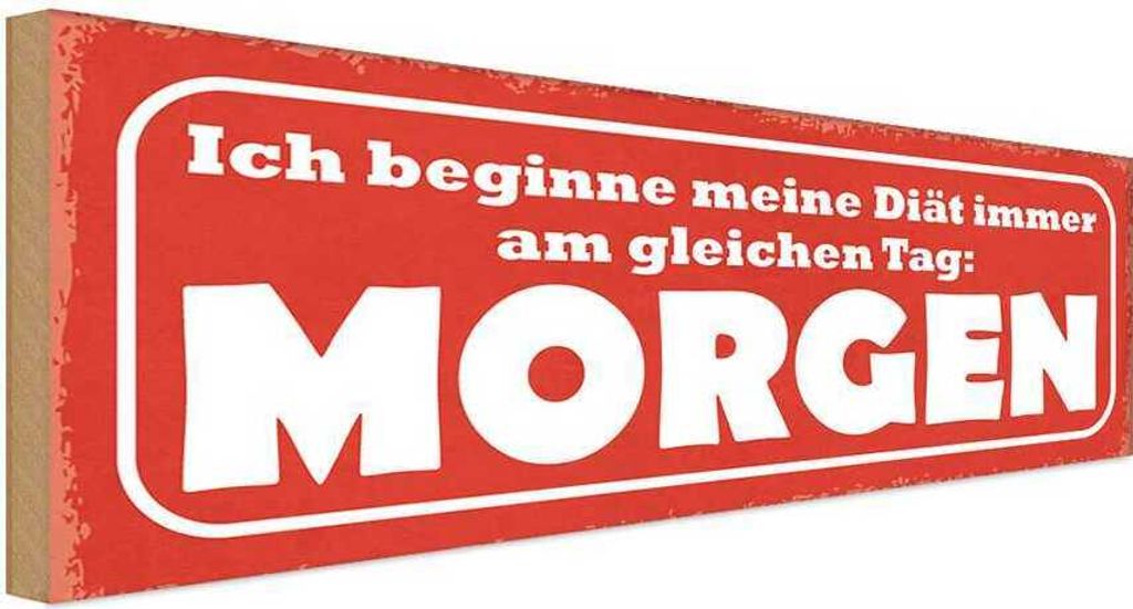 vianmo Holzschild 10x27 cm Diät immer gleicher Tag Morgen Dekoration