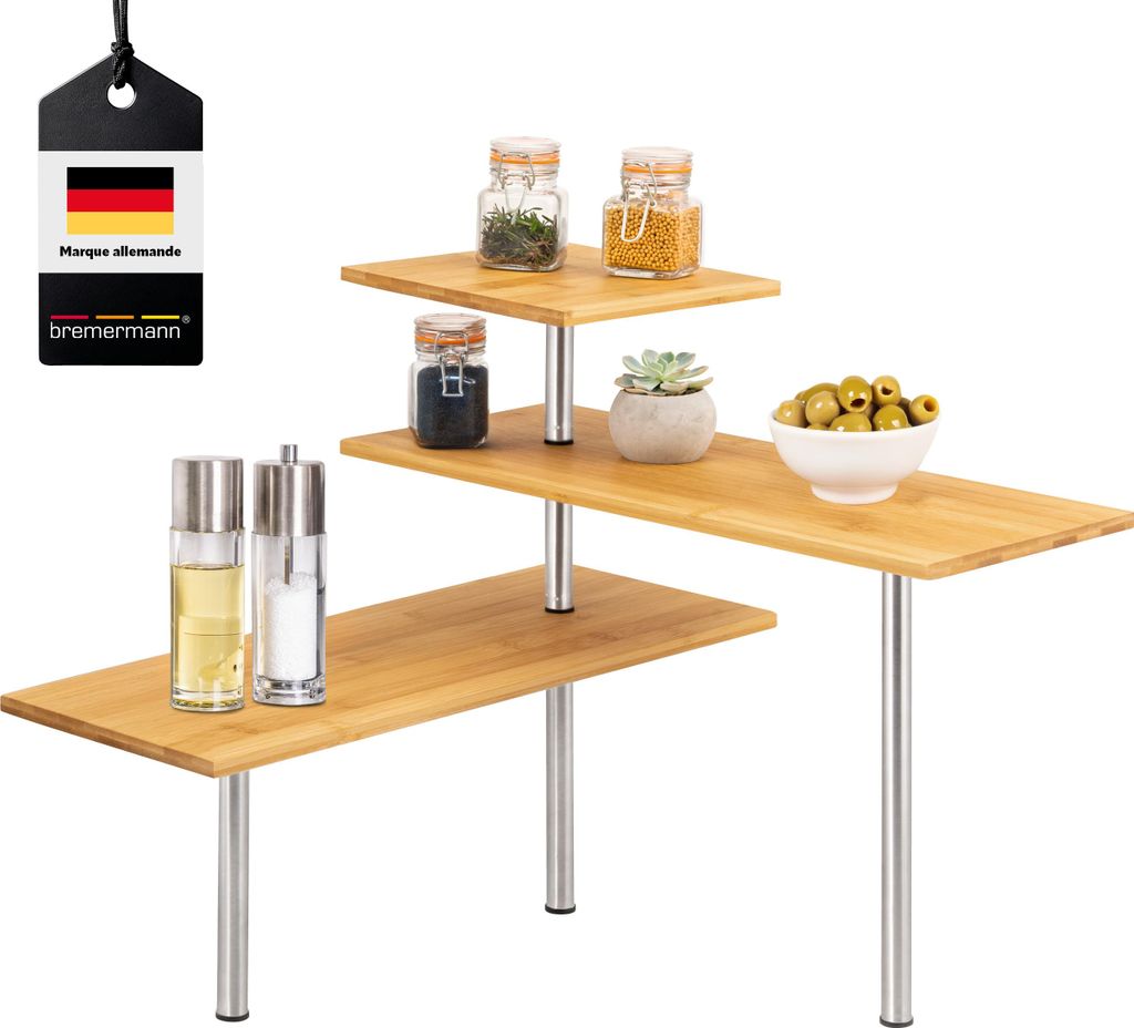 bremermann Étagère d'angle en bambou, étagère de cuisine, Image du produit 