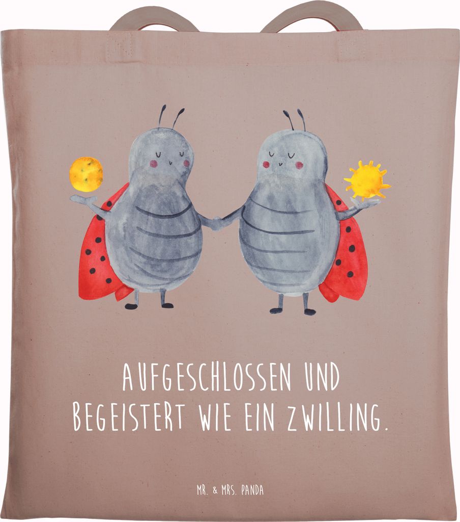 Mr. & Mrs. Panda Baumwolltasche Sternzeichen Zwilling - Produktbild 