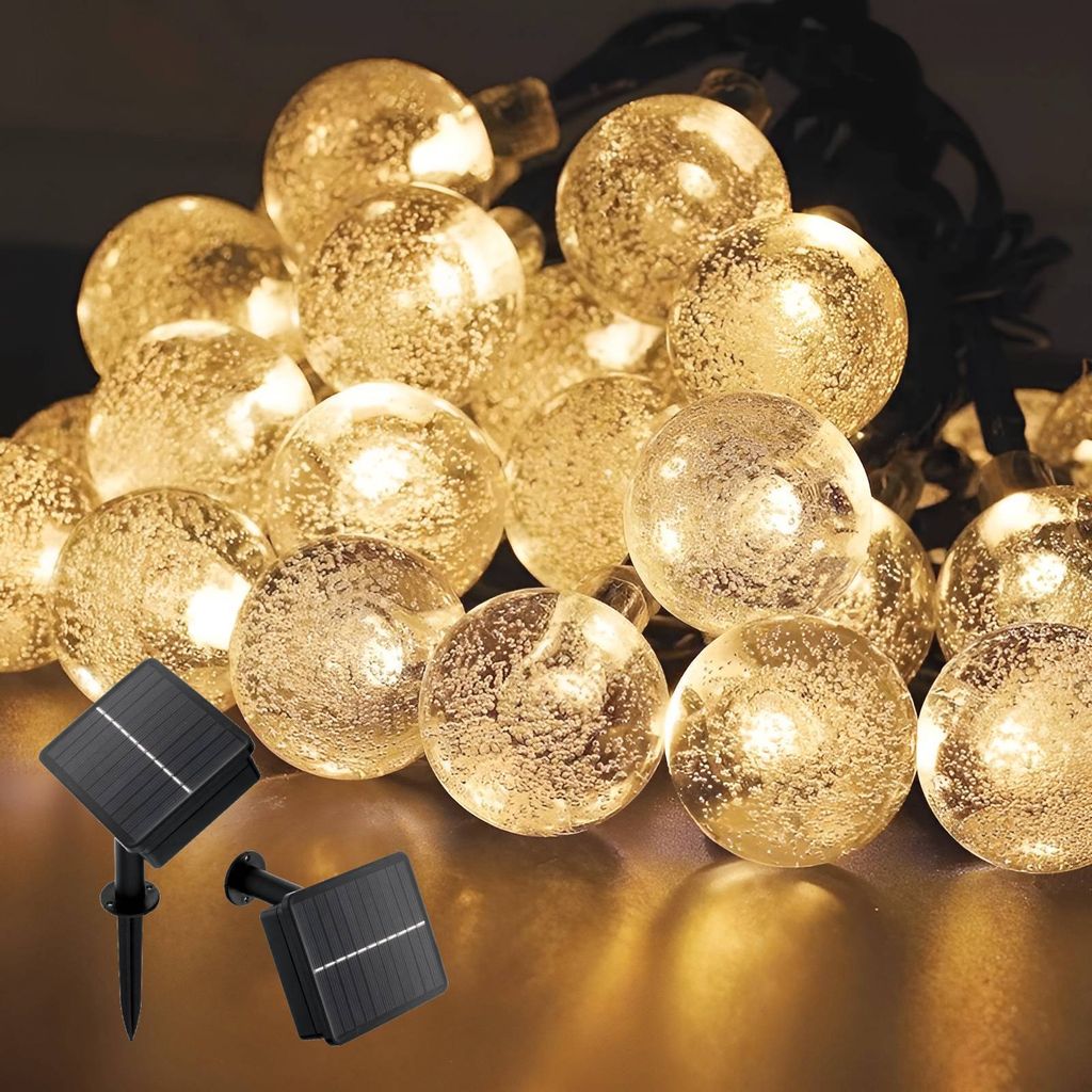 LUMILED Solar Lichterkette Außen 9,2m 50x LED Kristall Kugeln Solarlichterkette Aussen Warmweiß IP44 für Garten Terrasse Balkon Hochzeit Party O...