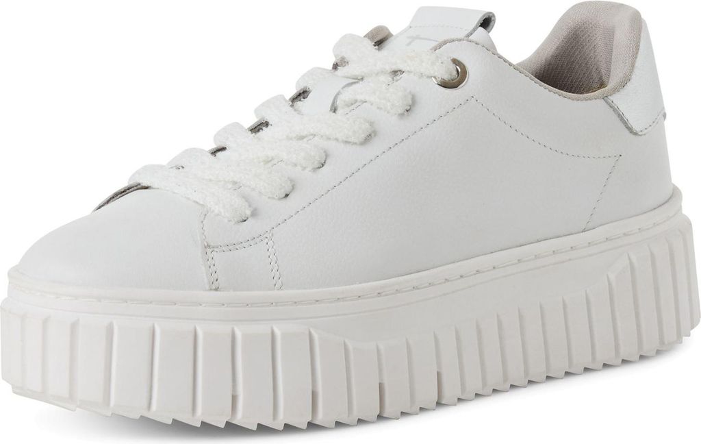 Tamaris Damen Leder Sneaker 1-23702-45 197 Frauen Low Top Schuhe M2370245 Weiß, Schuhgröße:42 EU