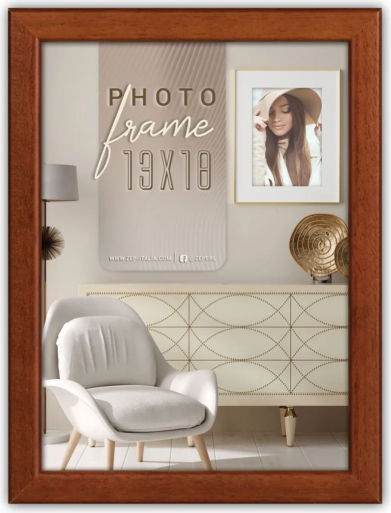 Cornice Foto Legno ZEP Aosta 20x25 Marrone - Portafoto Artigianale