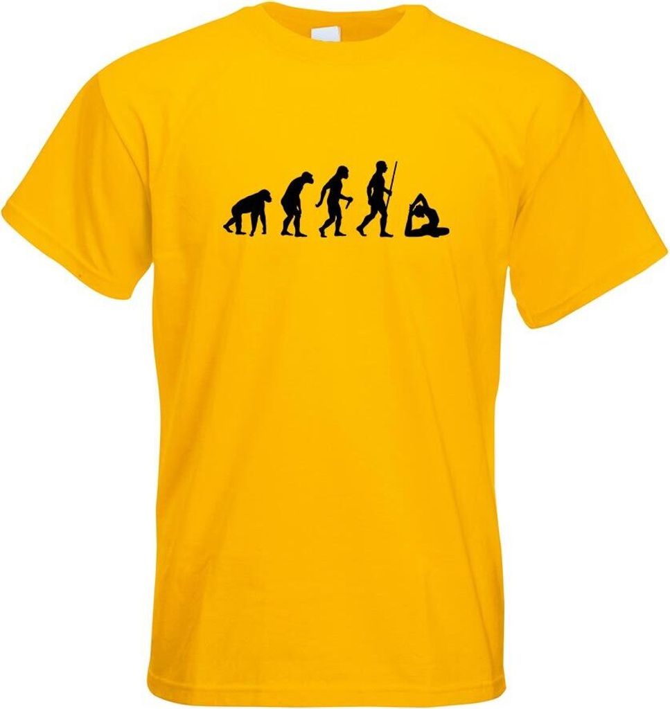 Kiwistar - T-Shirt - gelb - Yoga Gymnastik Evolution Motiv Bedruckt Funshirt Design Print - mit Motiv Bedruckt - Funshirt Design - Sport - Freizeit...
