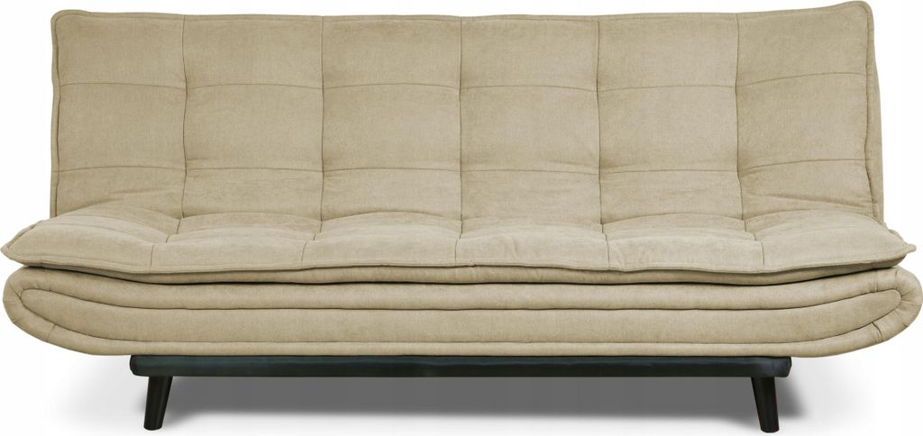 Schlafsofa - Sofa mit Schlaffunktion - Polstersofa - Beige - Veloursstoff - Verstellbare Rückenlehne - Holzbeine - MENO