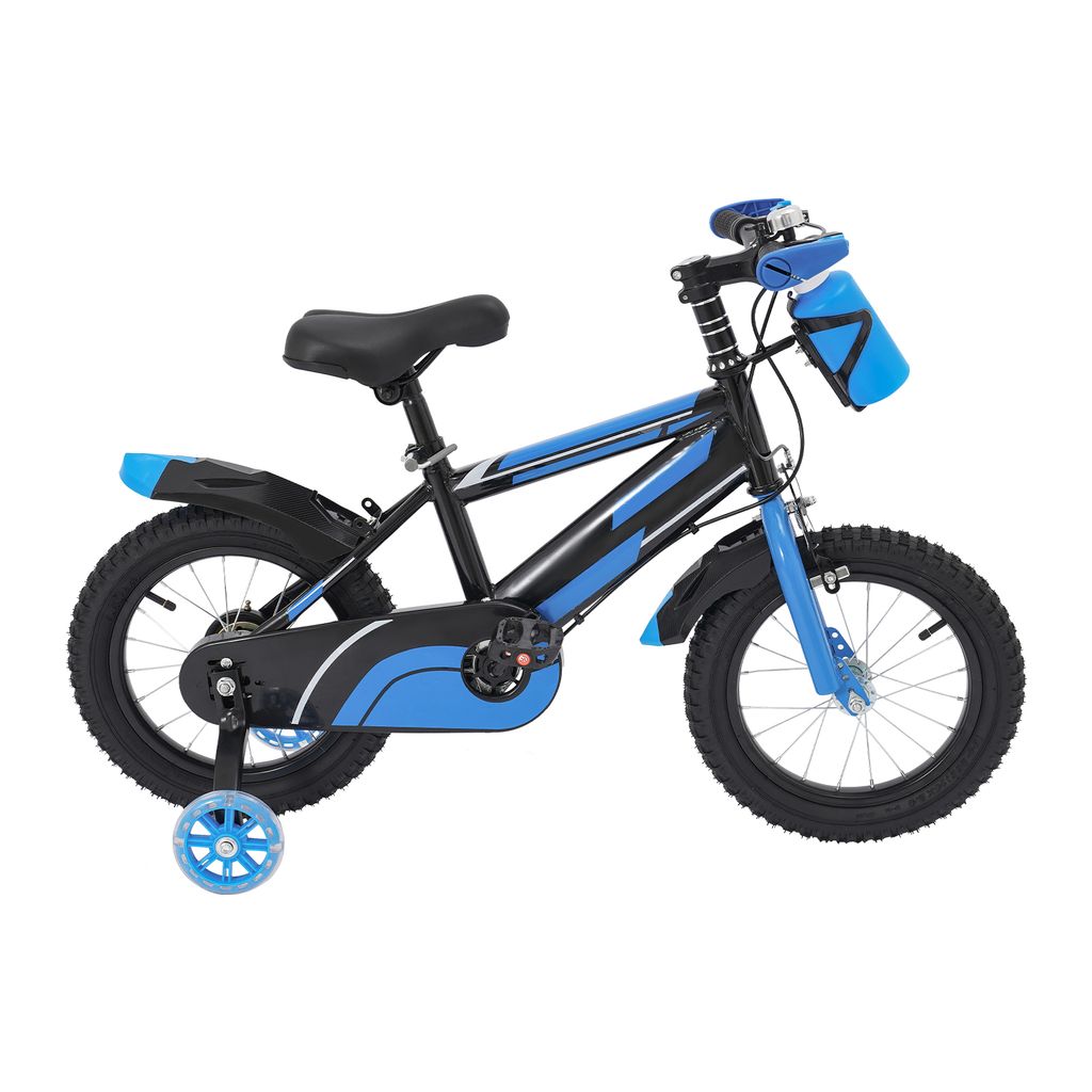 14 Zoll Kinderfahrrad mit Stützrädern Fahrrad Blau für Produktbild 