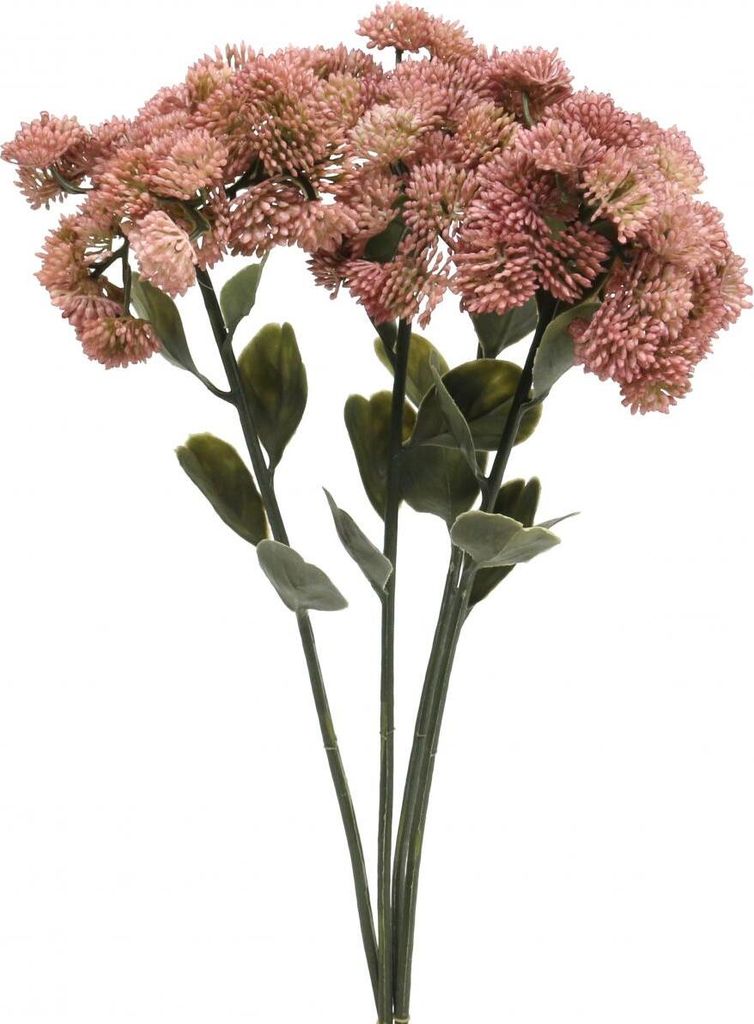 Fetthenne Rosa Sedum Mauerpfeffer Kunstblumen Deko 48cm 4er Set, PK4 Stück