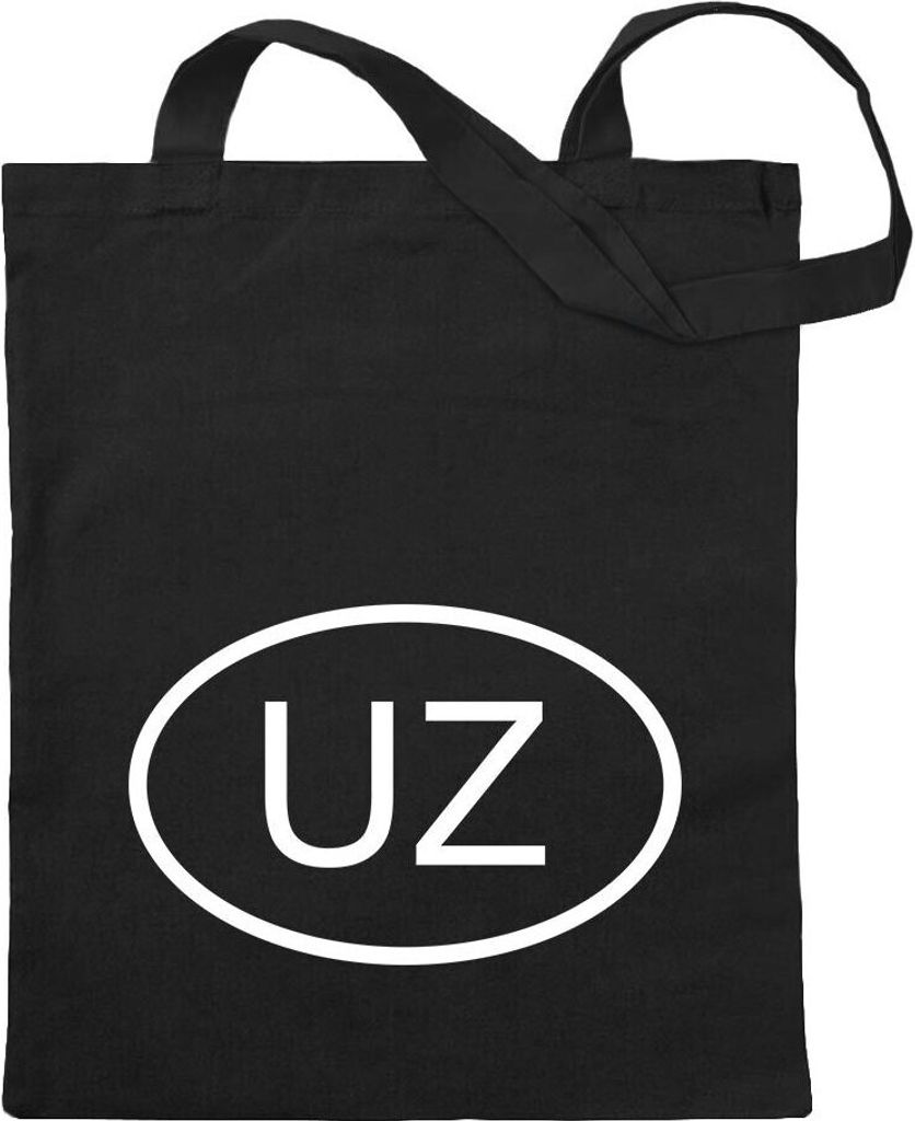 Kiwistar - Baumwolltasche - schwarz - Usbekistan UZ - Tragetasche Stoffbeutel Umhängetasche Langer Henkel