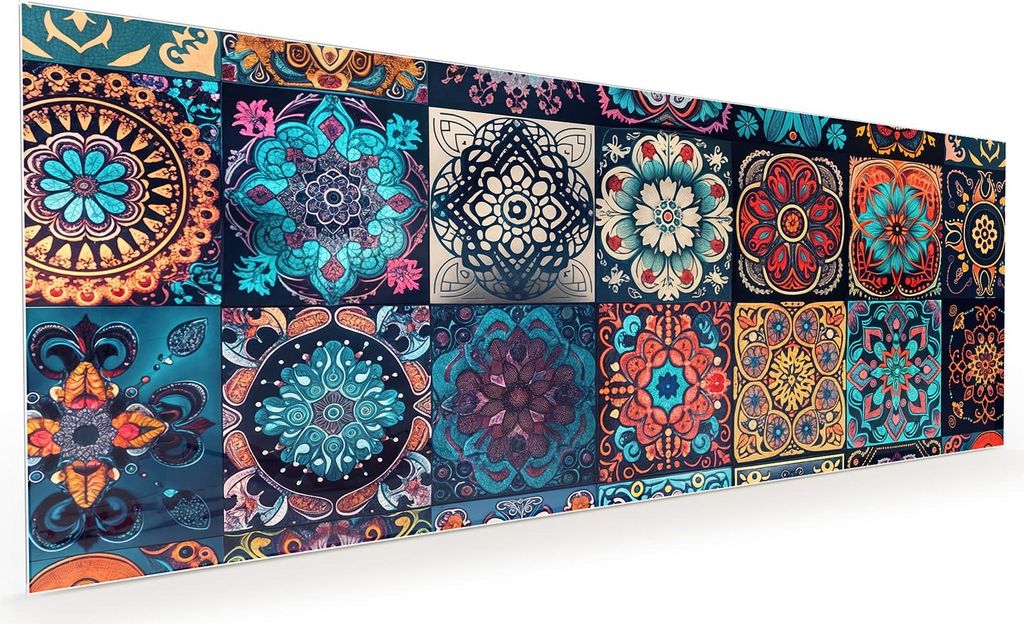 Küchenrückwand Spritzschutz Glas mit Motiv Mandala Mosaik Teppich 40 x 40 cm