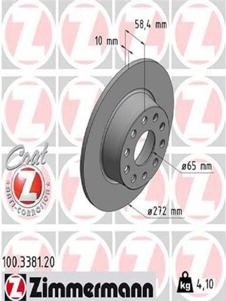 2x ZIMMERMANN Bremsscheibe 100.3381.20 für VW T-Roc (A11) Produktbild 
