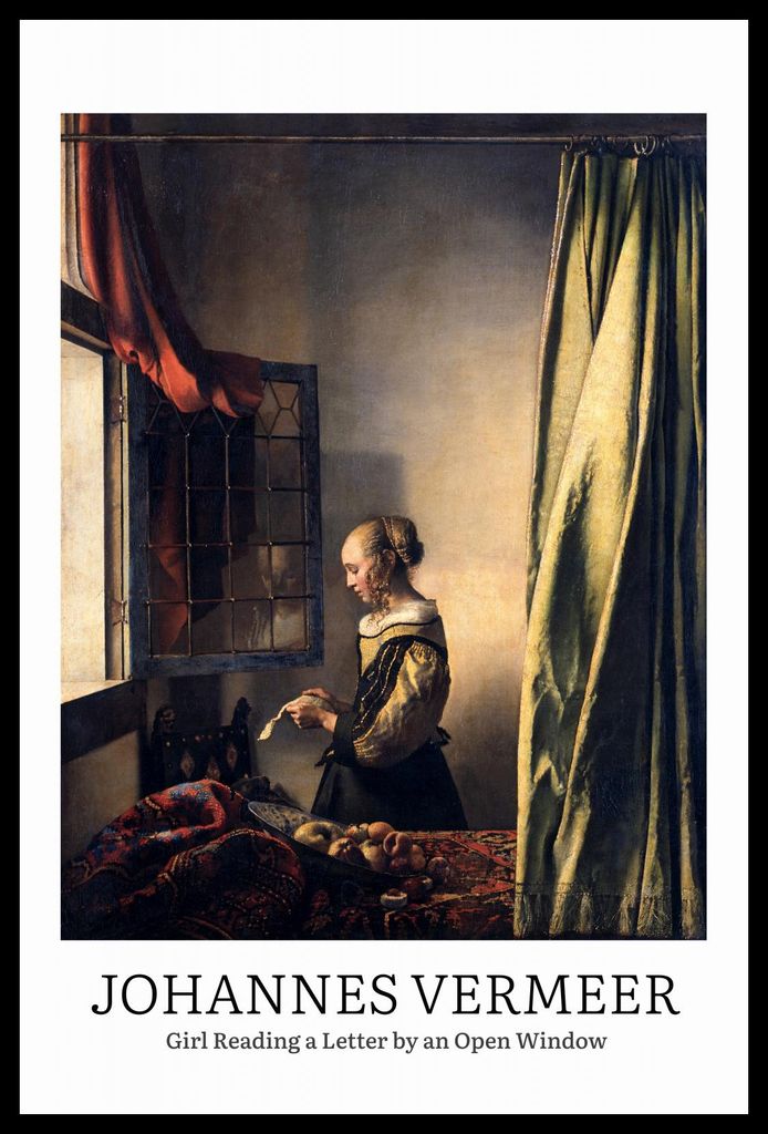 Plakat 40x60cm Design Mädchen Lesen, Vermeer Vintage für das Wohnzimmer