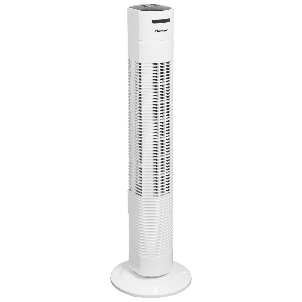Bestron Turmventilator mit Schwenkfunktion, Timer und Fernbedienung, Höhe: 78 cm, Summer Breeze, 35 Watt, Weiß