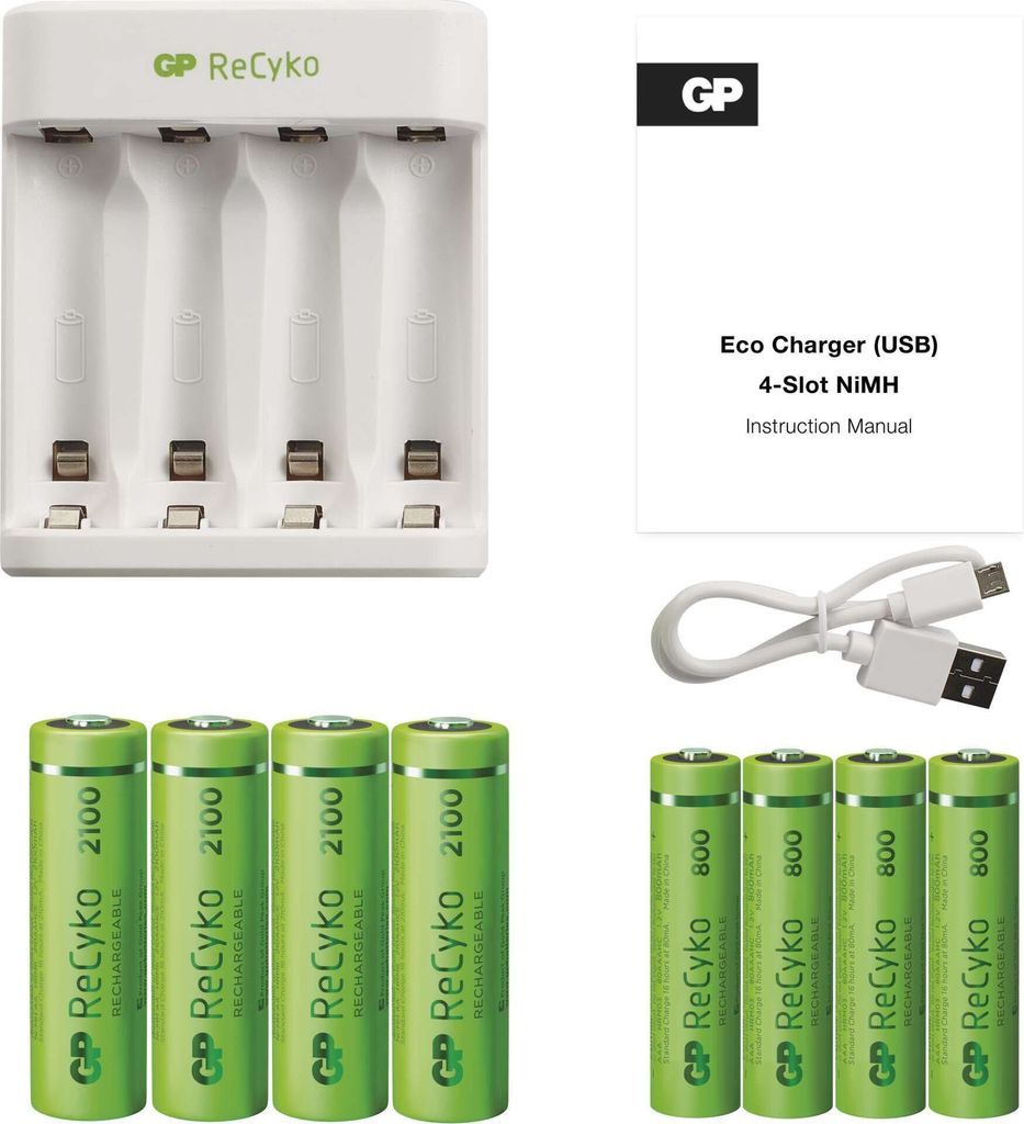 GP Nabíječka baterií Eco E411 + 4× AA 2100 + 4× AAA 800, Obrázek produktu 3