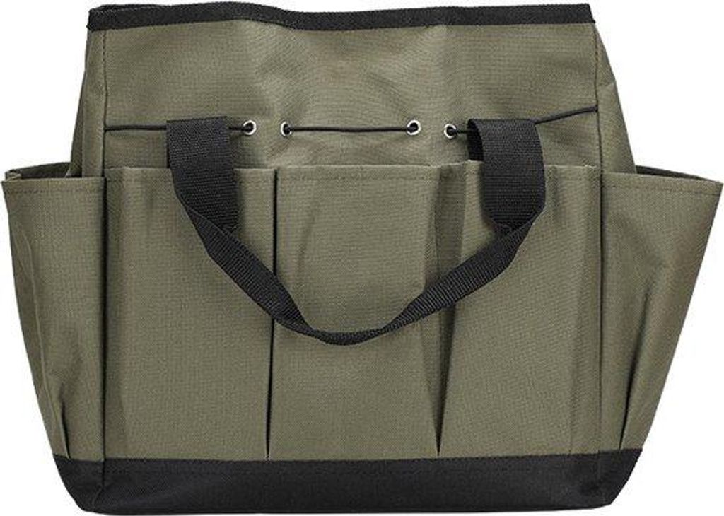Gartenarbeitskratzer-Tasche mit 8 Fachern - wasserdicht innen und außen - 34,3x17,2x30,3cm - robustes 600D und 210D Oxford Material - grün - gro...