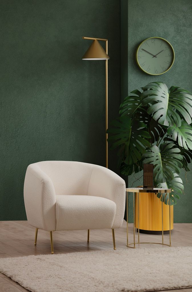 Hanah Home, Eses Cream - Wing, Ohrensessel, BUCHENHOLZ / SPANPLATTEN, Creme, 70 x 82 x 82 cm
