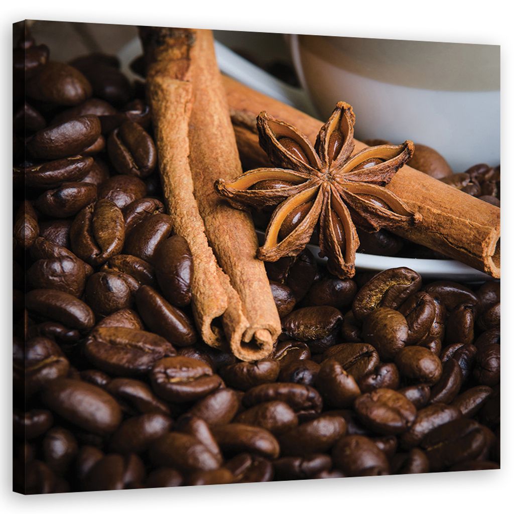 Leinwandbild Sternanis und Kaffee 50x50 Feeby Braun bild für die wand bereit zum aufhängen