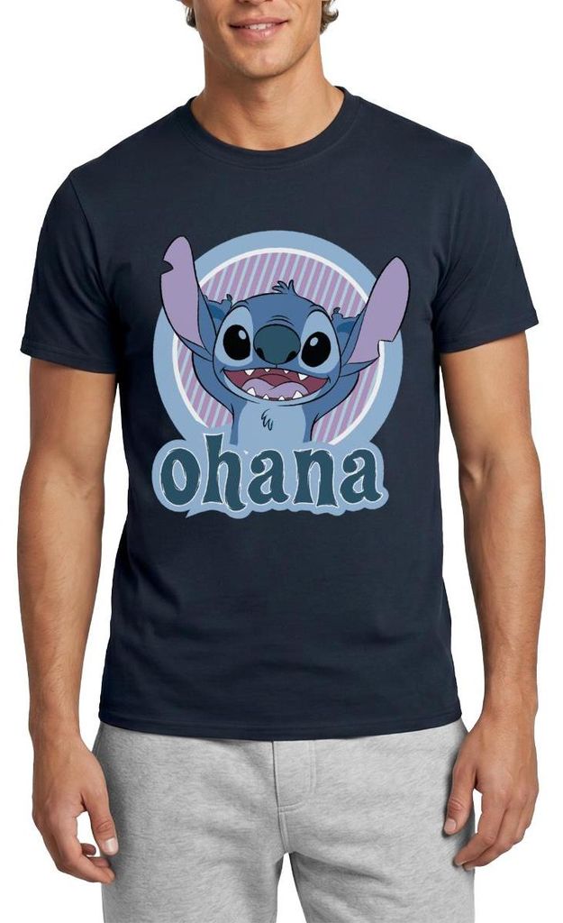 Lilo & Stitch Ohana Männer T-Shirt, 4XL, Navy