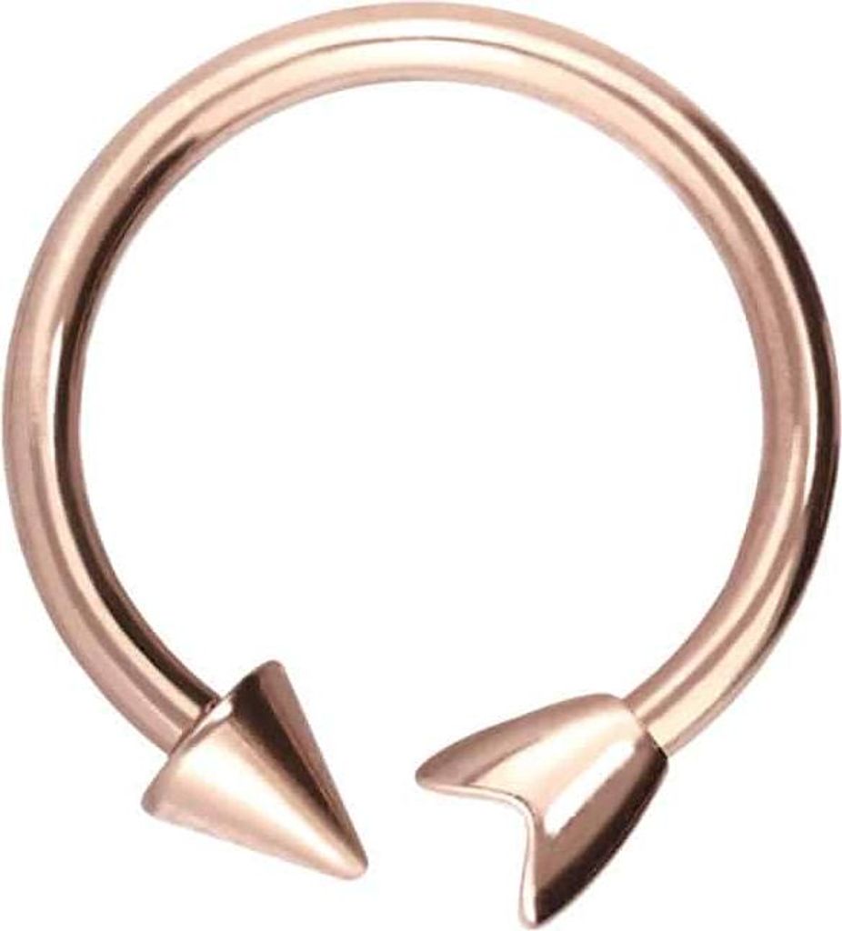 Ohrpiercing, Nasenpiercing, Septum Piercing Titan Hufeisenring mit Innengewinde PFEIL RoséGold Innendurchmesser: 10 mm