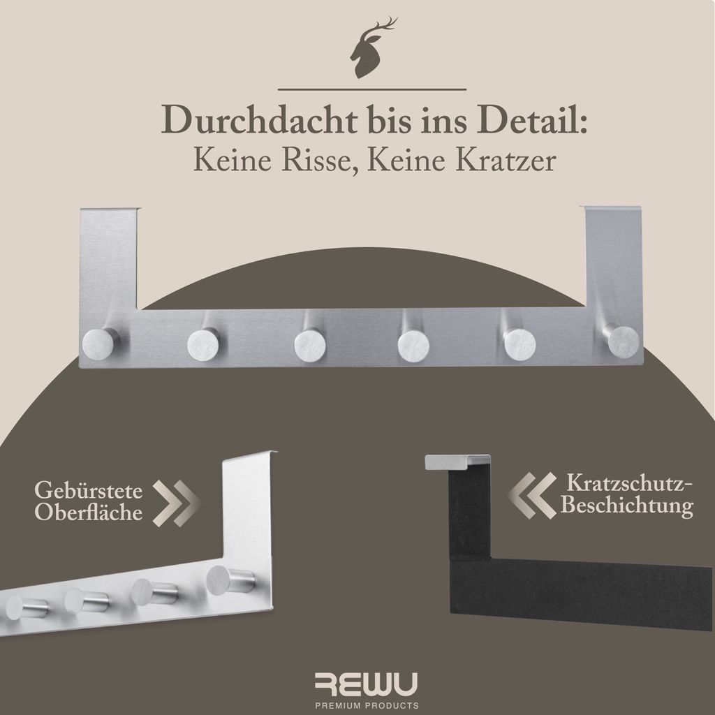 Türgarderobe Edelstahl mit 6 Haken Produktbild 6