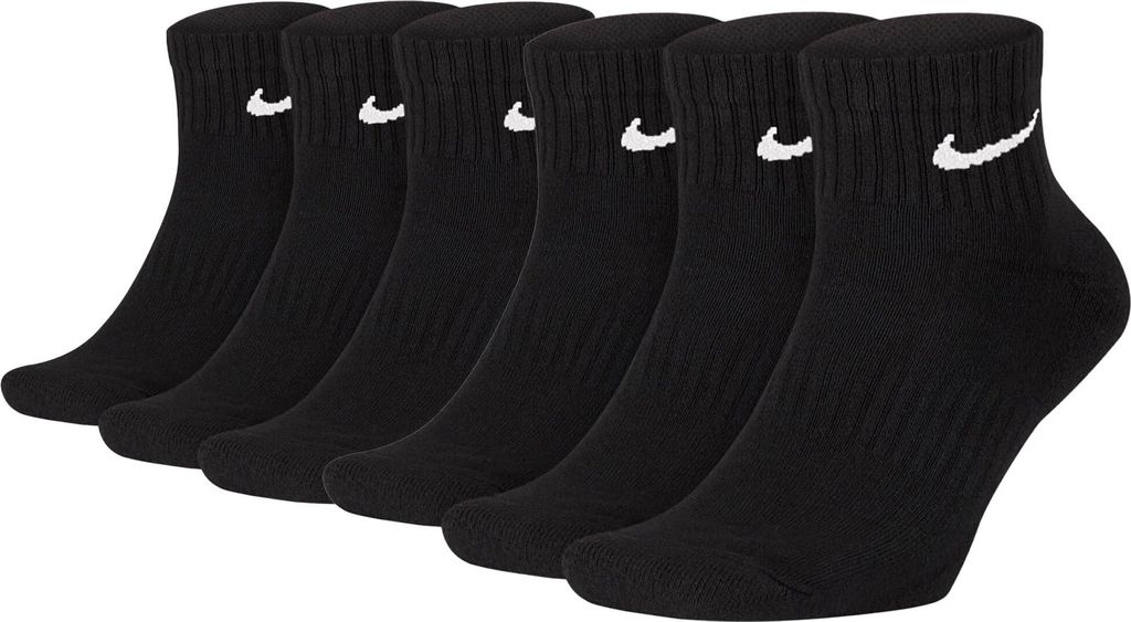 NIKE Uni 6er Pack Sportsocken - Everyday, Baumwolle Cushioned Ankle, einfarbig Schwarz 38-42
