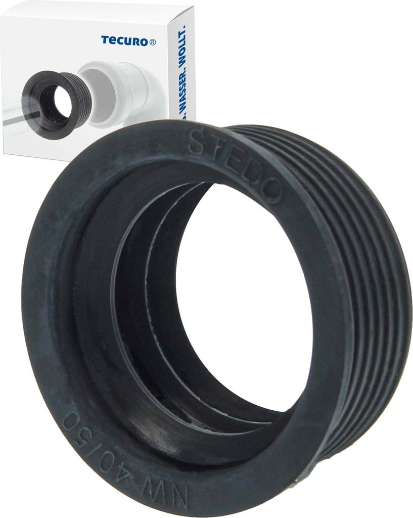 tecuro Siphon-Gummimanschette für Abflussrohr Außen Ø 50 mm x Innen Ø 40 mm