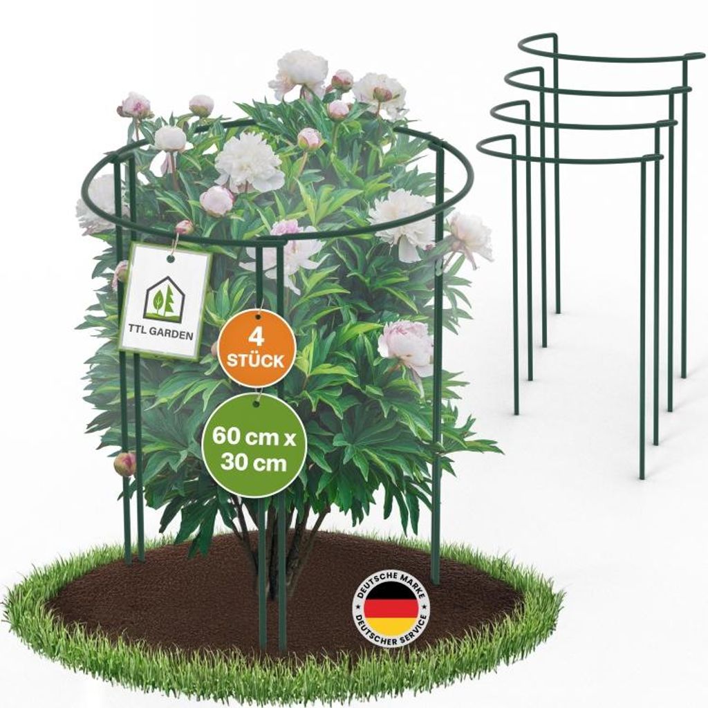 TTL GARDEN Strauchstützen 4er Set 60x30cm Pflanzenstütze Produktbild 