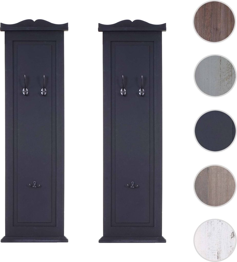 HAKU Appendiabiti da parete rovere, nero, MDF, metallo - Dim. L 75 cm x A 30 cm x P 26 cm, Stile Moderno
