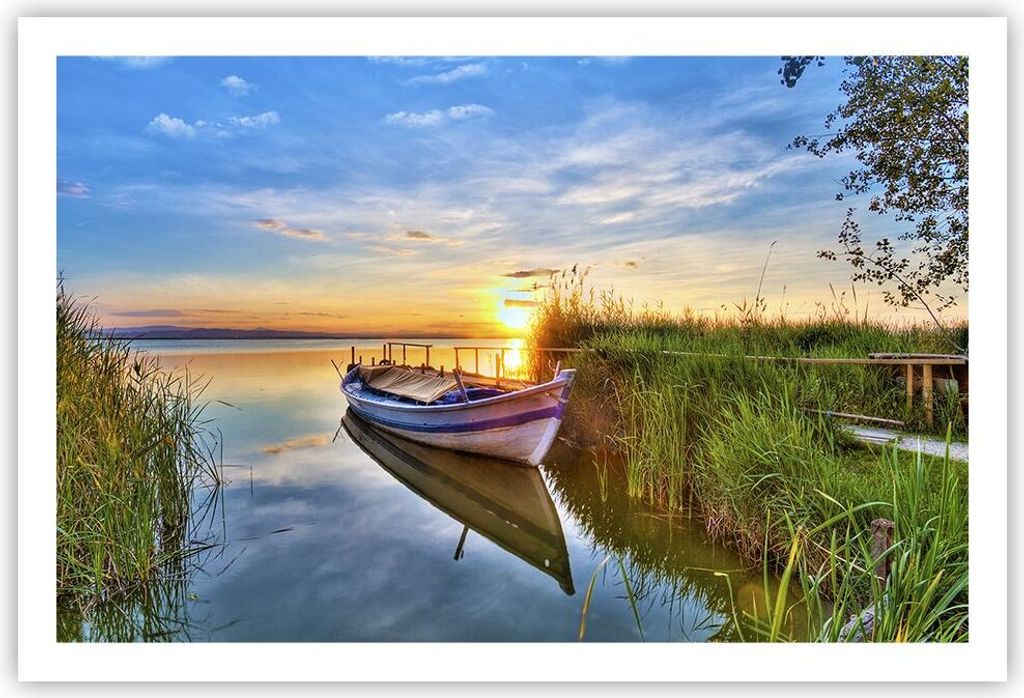 Poster - Poster ohne Rahmen - See Boot Wasser - 91,5x61 cm Produktbild 