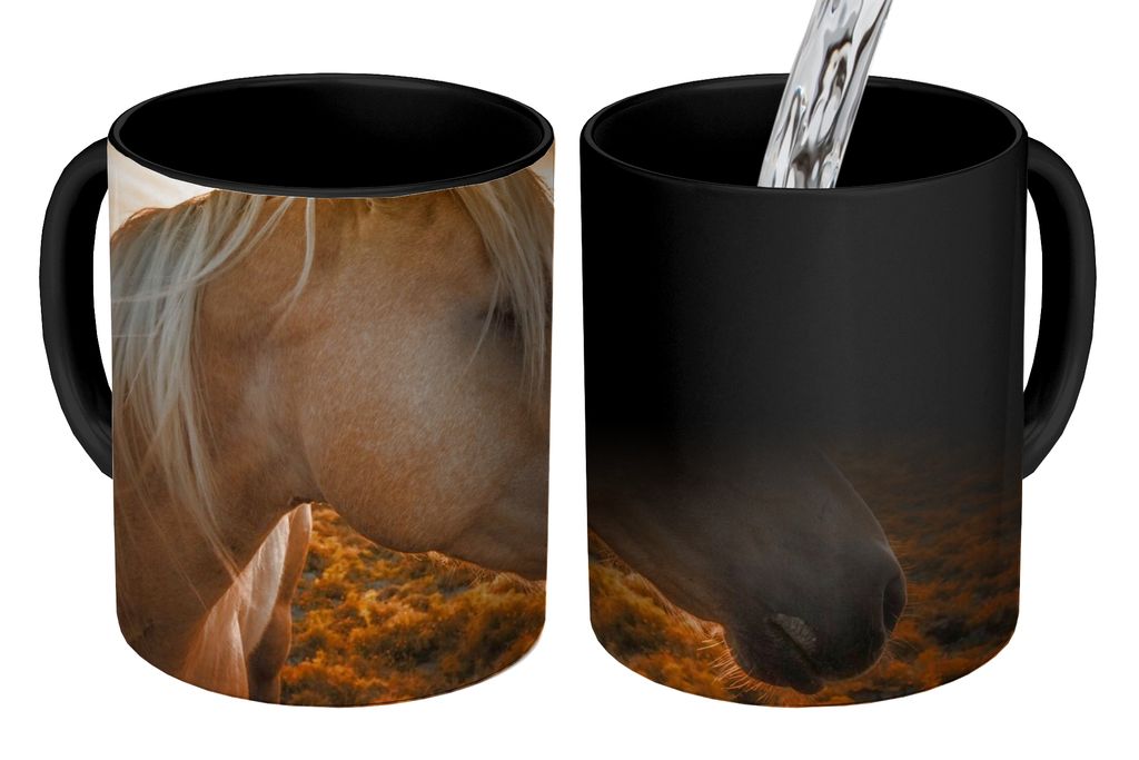 KitchenYeah Zauber Tasse Zaubertasse Magic Pferd - Tiere - Porträt 350 ml Farbwechsel Becher Geschenk Geschenkidee - Magic-Tasse - Fototasse - K...