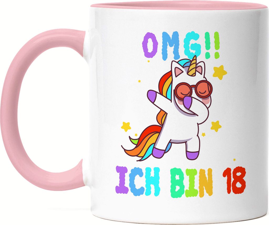 OMG! Ich Bin 18 Tasse Rosa Unicorn Einhorn Dap Lustig Geschenkidee zum 18. Geburtstag