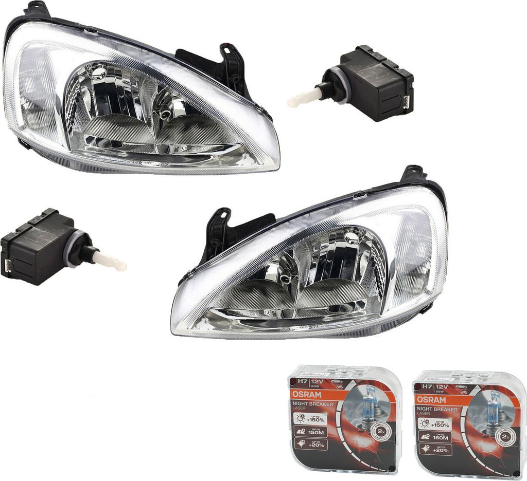 Johns, Scheinwerfer Set Osram Night Breaker Laser passend für Opel Corsa C System Valeo 1216000 09196231 1207525 09114334 1216093 09196232